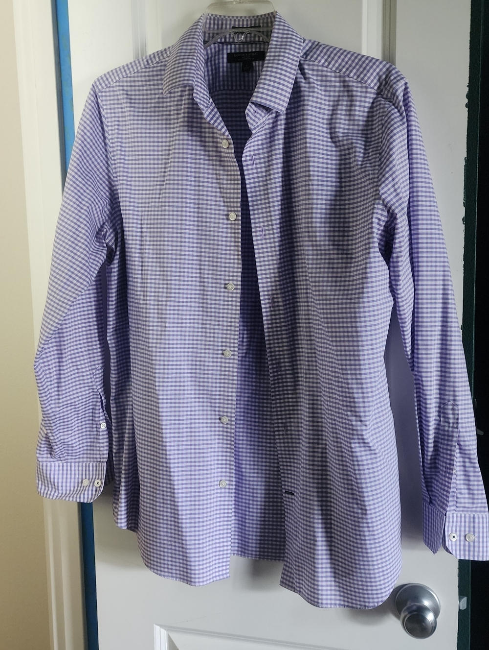 Mens Button Up Bannana Republic Purple/white Size Large